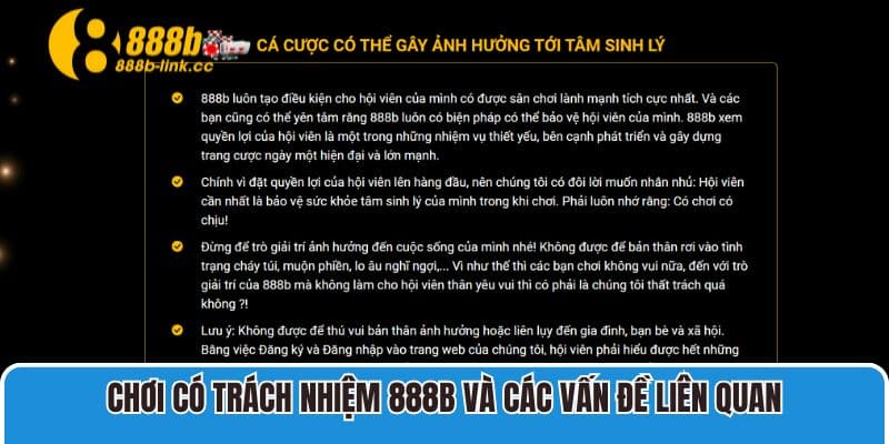 Chơi có trách nhiệm 888B và các vấn đề liên quan